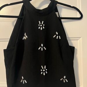 J.O.A. Black Embellished Halter Blouse